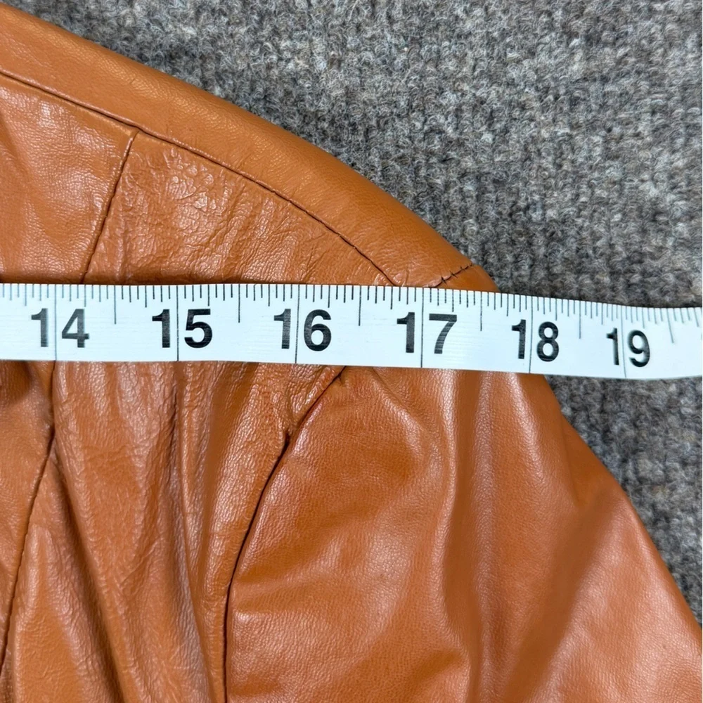 VTG Clipper Mist Genuine Leather Blazer Jacket Women’s L Tan Rust Retro 70s 80s - Picture 11 of 15